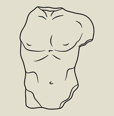 Linear style illustration of man figure. Ancient sculpture of male body. Antique art.