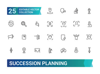Succession planning icon collection set. Collection and pack of linear web and ui icons. Editable stroke. Vector illustration.