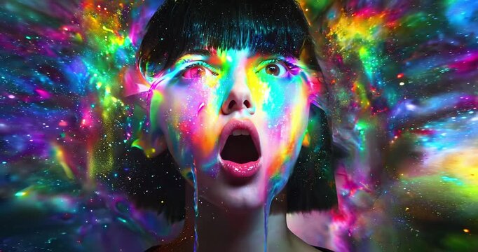 Girl in a psychedelic trippy world.