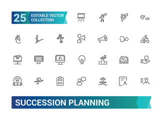 Succession planning icon collection set. Collection and pack of linear web and ui icons. Editable stroke. Vector illustration.