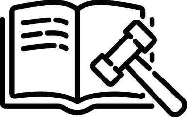 Judgment icon. Hammer symbol. Linear style.