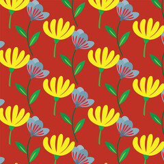 Discover vibrant vector patterns with red and yellow floral designs, featuring intricate leaves and seamless double patterns. Ideal for adding bold, colorful accents to your creative projects.