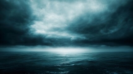 horror black blue sky, sea haunted cloud, scary ocean, depression background, mystery gloomy dark theme, blur texture 