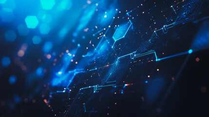 Obraz premium Abstract business connection of lines from nodes It is connected to endless nodes and represents the innovation of communication in the network.