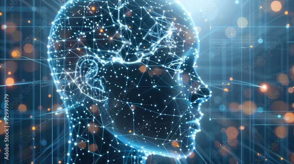 Leinwandbilder Digital background perfect for tech processes, neural networks, artificial intelligence, data transfer and security, digital storage, multimedia presentations, scientific studies, education.