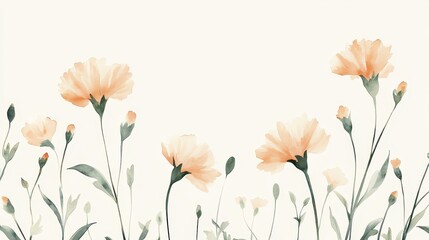 A serene watercolor illustration of blooming flowers against a light background.