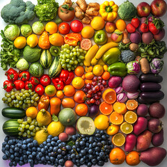 Rainbow collection of fruits and vegetables