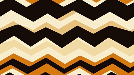 seamless pattern, Stylish zigzag pattern featuring warm colors like orange, black, and beige, perfect for modern design projects.