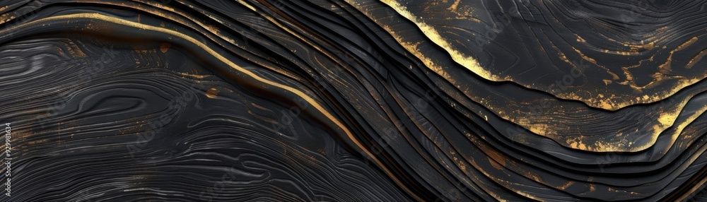 Poster abstract dark texture with golden lines creating a smooth, elegant wave pattern. ideal for backgroun