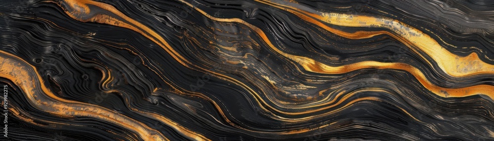 Poster elegant abstract background featuring flowing black and gold patterns, ideal for design projects and