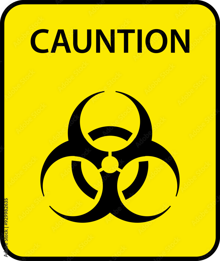 Wall mural yellow warning biohazard, radioactive, nuclear and toxic sign icons set. biohazard, chemical hazard 