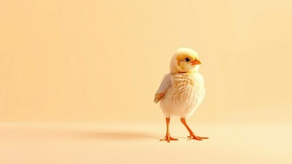 Adorable Yellow Chickling on a Soft Peach Background