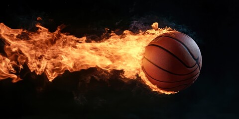 Fototapeta premium flaming basketball on black background