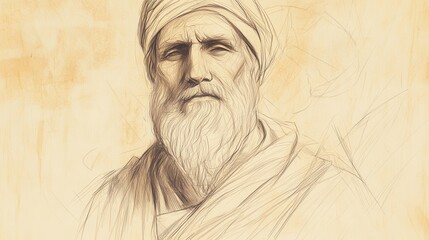 Fototapeta premium Biblical Illustration of Eliphaz’s Third Speech - Resolute Declaration of Inevitable Divine Judgment, Beige Background