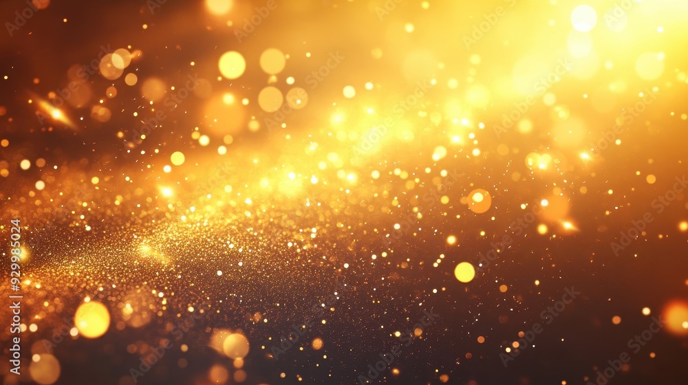 Poster a shimmering background of golden particles creating a magical and festive atmosphere.
