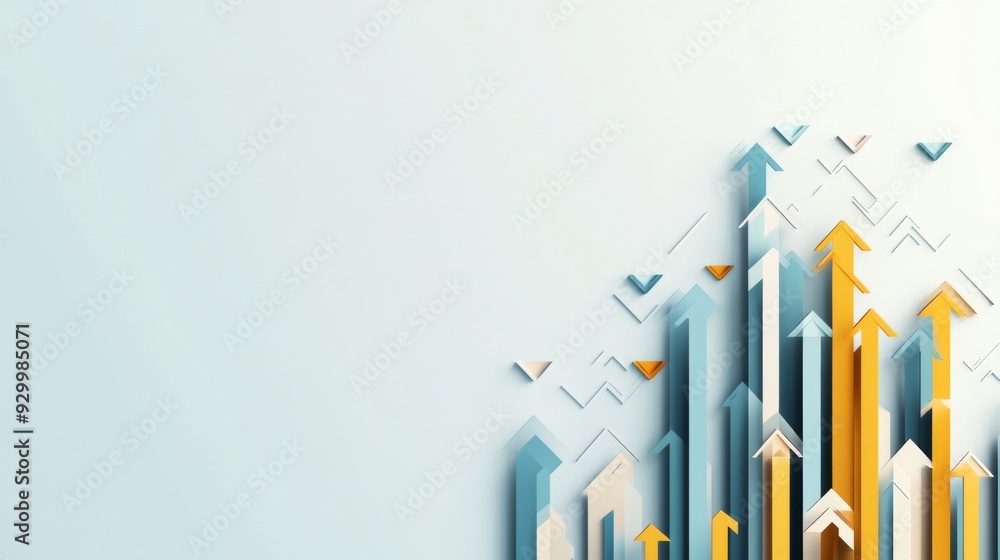 Poster dynamic financial growth abstract background with arrows and trend lines for business and investment