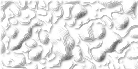 3D Papercut Stylized White topographic contour scheme and terrain. Abstract lines or wavy backdrop background. Topography grid map. Geographic line mountain relief. Contour map background.