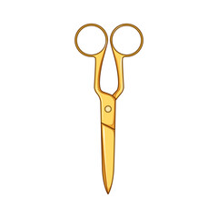 trim gold scissor cartoon. shear snip, handle edge, durable stylish trim gold scissor sign. isolated symbol vector illustration