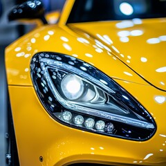 Car detailing series: Clean headlights of yellow sports car