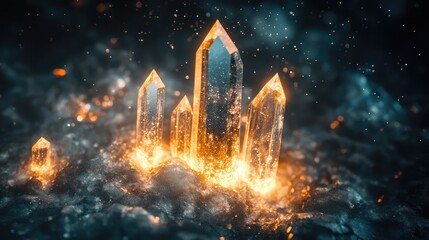 A serene image of starlight crystals set against a dark, velvety background, with their gentle light creating a magical ambiance.