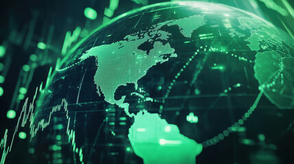 Fototapeta premium Globe in the concept of global economic network, connectivity in the digital age.