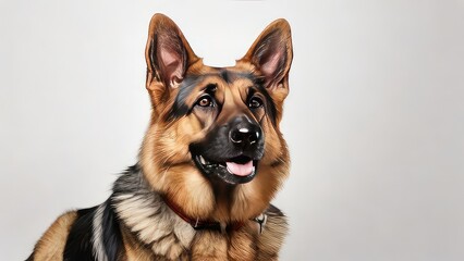 Happy German shepherd portrait, sitting,standing isolated on a white background
