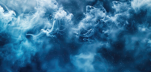 Cyan particle liquid smoke background. Generative AI.