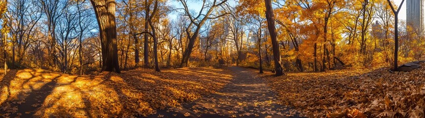 Fototapeta premium An autumnal scene in Central Park, New York City