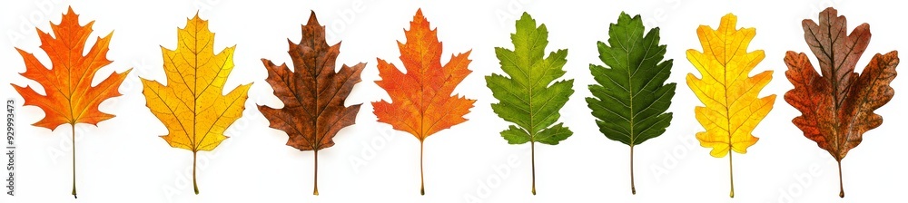 Poster the leaves of autumn isolated on white background are in high resolution.