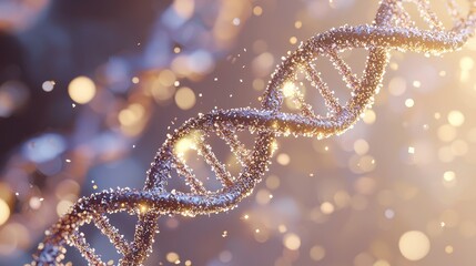 A DNA double helix with a blurred background