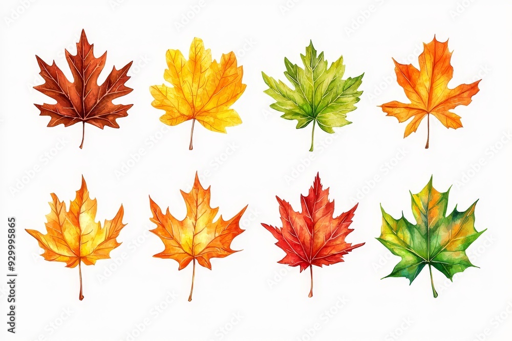 Poster an isolated collection of autumn leaves on a transparent background