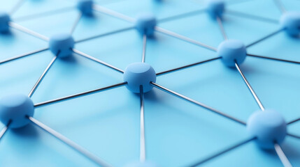 Network nodes, symbolizing coordinated management, 3D illustration