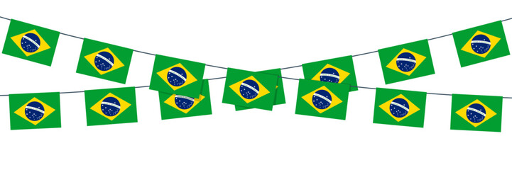 Bunting garland with brazilian flags, vector decorative element. Independence Day of Brazil concept.