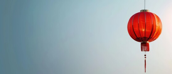 Obraz premium A red lantern is hanging from a string