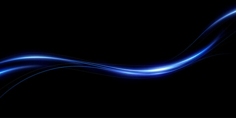 Abstract lines.Neon lines of speed and fast wind. effect of moving at the speed of light. Blue glow effect. Magic shiny line. Neon. Background.	