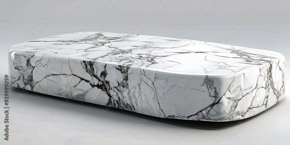 Poster a white marble table with a black and white pattern