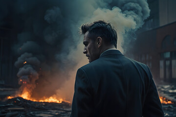 Obraz premium A frustrated and stressed businessman with an isolated background