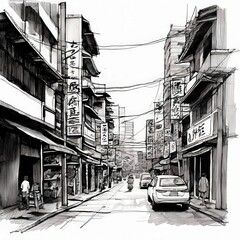 the AI Image Generator, Burst of Color in a Monochromatic Cityscape