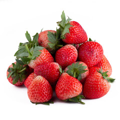 Fresh strawberries isolated on a white background.