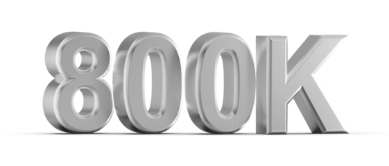 800K Follower 3D Render Silver