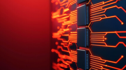 Naklejka premium Futuristic cybersecurity, neon digital barriers, interconnected ecosystem, secure networks