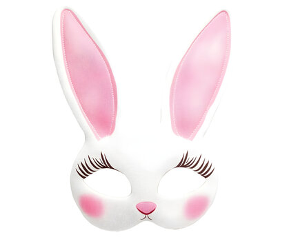 cute pink bunny face mask isolated png transparent background 