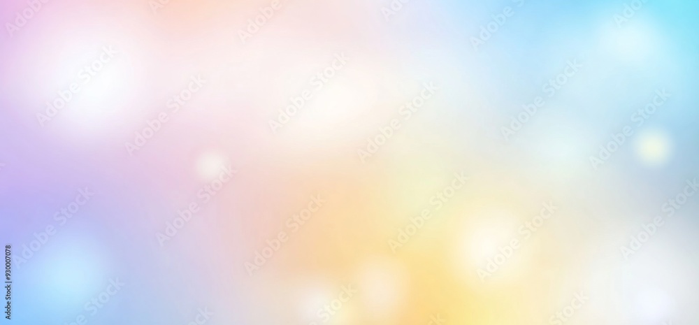 Poster softly blurred pastel blue and yellow background with a light rainbow, featuring a calming gradient 