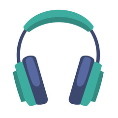 Vector headphones flat icon, isolated on white background