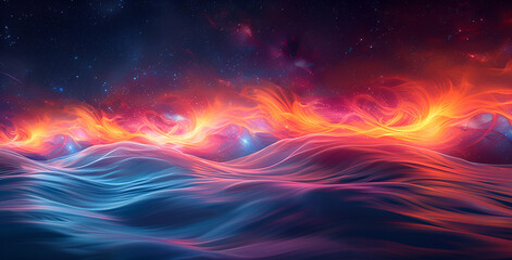 Obraz premium Dynamic Liquid Texture Wallpaper with Vibrant Neon Accents 