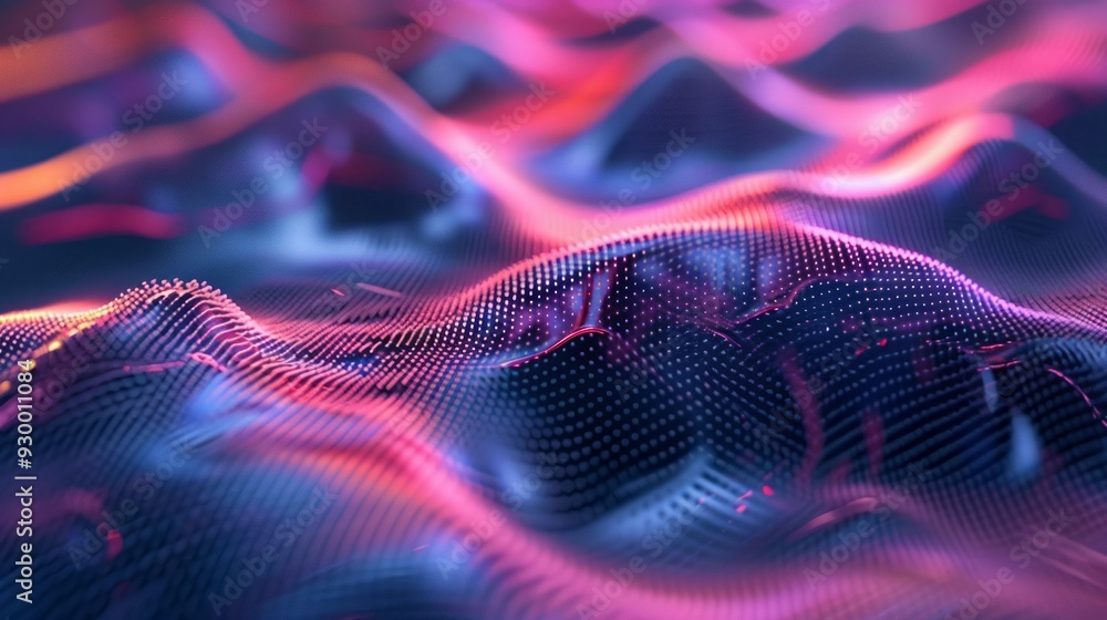 Aufkleber close-up of vibrant sound wave rhythm surface in abstract digital art - textured waveform pattern wi