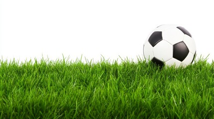 Obraz premium Isolated white background with close up of soccer ball on field
