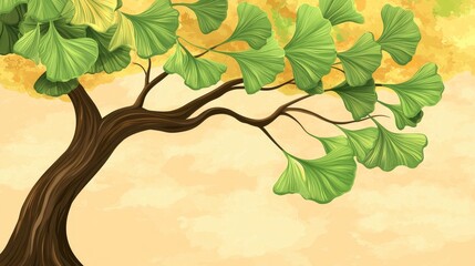 Fototapeta premium Ginkgo leaf banner with room for text