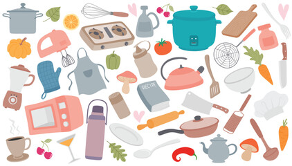 Kitchenware utensil tool set. vector illustration
