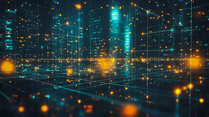 Smart digital city with connection network reciprocity over the cityscape . Concept of future smart wireless digital city and social media networking systems that connects people within the city